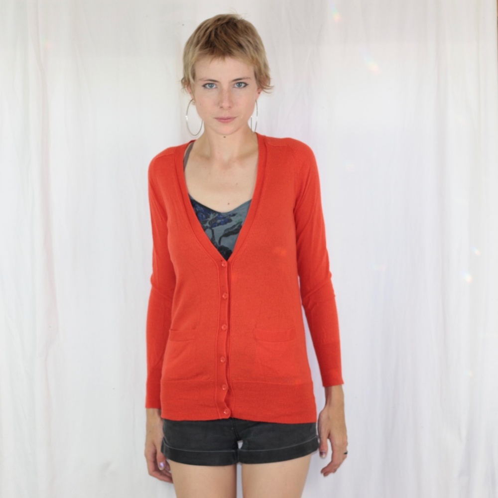 Jcrew orange button cardigan with pockets